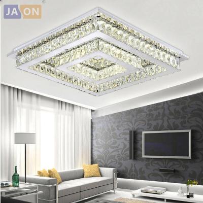 China Modern Residential Crystal Stainless Steel LED Square Ceiling Light.Ceiling Lamp.LED Light.Ceiling Lights.LED Lamp for Foyer Bedroom for sale