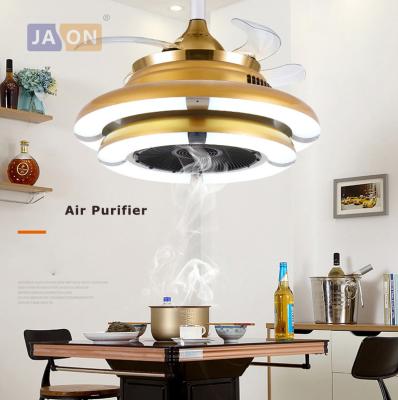 China Modern Iron LED Alloy Acryl ABS Gold Air Purifier Ceiling Fan.LED Lamp.LED Light.LED Ceiling Light.For Foyer for sale