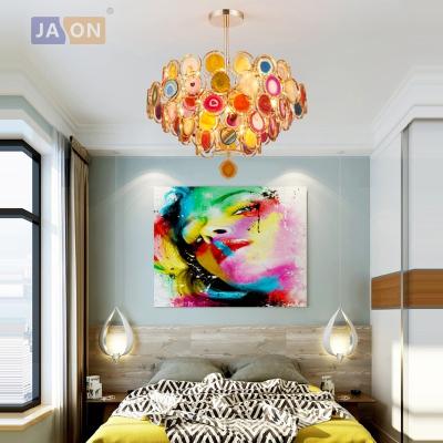 China Iron Led e14 Iron Colorized Agate Agate Designer LED Post Modern Lamp.Pendant Lights.Pendant Lamp.Pendant Light For Dining Room for sale