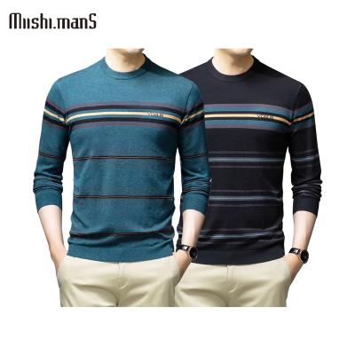 China Anti-wrinkle Men's Sweater Printed Knit Sweater Men's Round Neck Pullover Knitted Sweater for sale