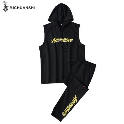 China Wholesale Sportswear QUICK DRY 2 Pieces Set Hooded Vest + Mens Sweatpants Fit Custom Casual Suit for sale