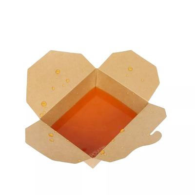 China Waterproof 800ml Wholesale Recycled Raw Material Rectangle Salad Fruit Lunch Takeaway Food Packaging Kraft Paper Box for sale