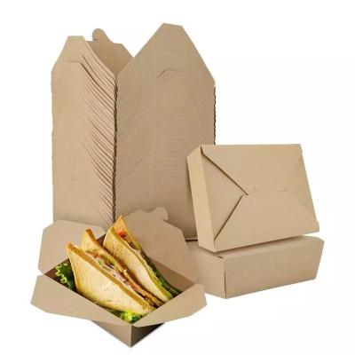 China Waterproof 800ml Factory price biodegradable takeaway kraft paper lunch food box and paper salad takeout boxes for sale