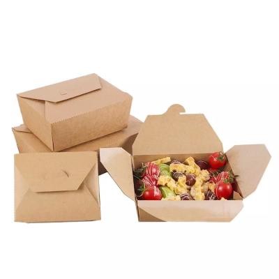 China Waterproof 750ml Disposable take away food grade brown kraft paper lunch box for sale