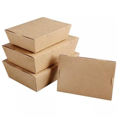 China Waterproof 1400ml Disposable Take Away Kraft Paper Lunch Boxes Biodegradable Cardboard Food Box take away food for sale