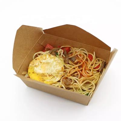 China Waterproof 1400ml Hot sale high quality takeaway food salad packaging box eco friendly kraft paper lunch box for sale