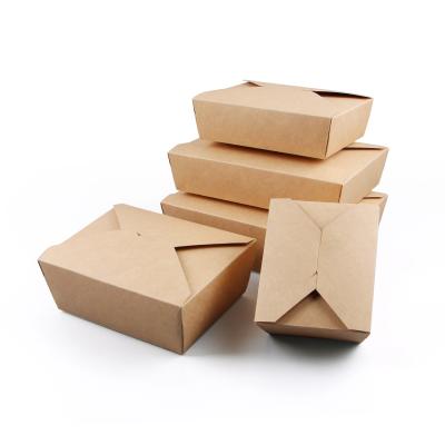 China Waterproof 1500ml Disposable Restaurant Use to go Container Take Away Lunch Packing Boxes Food Grade Kraft Paper Packaging box for sale