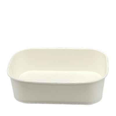 China Waterproof 650ml wholesale Square kraft Paper Container rectangular ice cream paper bowl biodegradable disposable paper bowl for sale