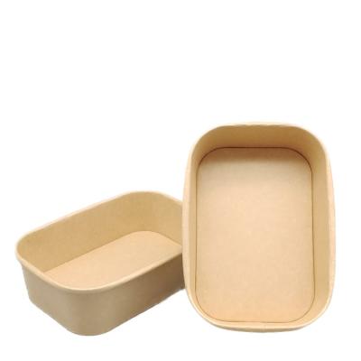 China Waterproof Rectangular Oval 650ml Instant Noodle Cup Fast Food Packaging Paper Biodegradable White Bowl Large Takeaway Bowl For Food for sale