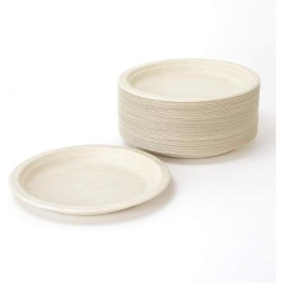 China Waterproof 6 Inch Biodegradable Disposable Sugarcane Bagasse Food Container Dish Tray for sale