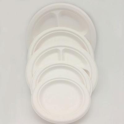 China Waterproof 6 Inch Disposable Biodegradable Disposable Sugarcane Bagasse Paper Pulp Mold Dishes for sale