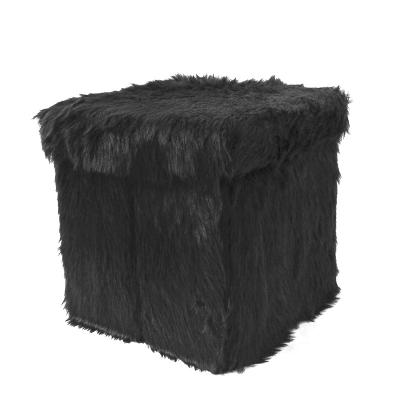 China (Size)Factory Customized Folding Stool Adjustable Modern Faux Fur Fabric Cube Storage Stool Wholesale Foldable Modern Faux Fur for sale