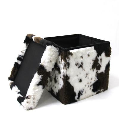 China (Size) RTS Factory Customized Adjustable Faux Fur Fabric Cube Storage Foldable Chair For Bedroom Decoration New Style Sitting Stools for sale