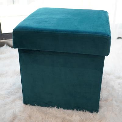 China Foldable Factory Customized Wholesale Dutch Velvet Ottoman With Folding Storage Pink Ottoman Pouf for sale