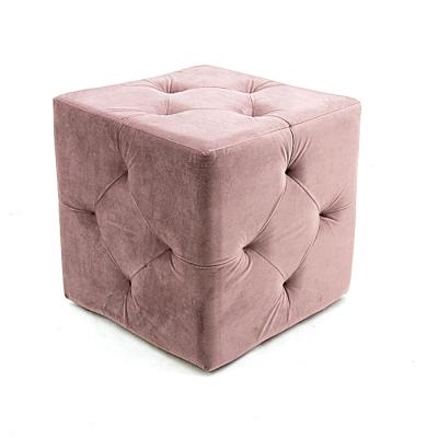 China Modern Foldable Living Room Velvet Morden Style Tufted Cube Stool Sofa Ottoman Chair for sale