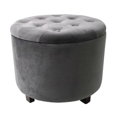 China Factory Wholesale Custom Adjustable Living Room Round Velvet Stool Ottoman Stool Foot Rest Space Saving Home Furniture for sale