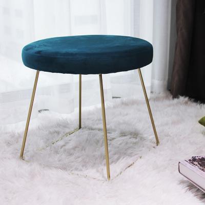 China (Size) 2022 Adjustable Living Room Furniture Round Velvet Storage Stool Stool Ottoman with Metal Legs and Coffee Table Chair Stool for sale