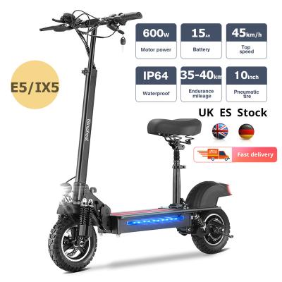 China Unisex UK Warehouse IX5/E5 15ah 10 inch e scooter motorcycle electric kick scooter UK battery 600w with seat for sale