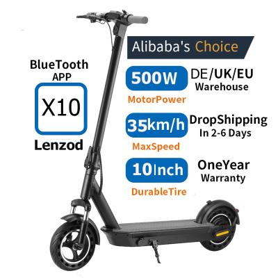 China Germany EU warehouse DDP 10 unisex 500 W 15.2 inch oh high quality foldable electric scooter 35 kilometer motor electric scooters for adult for sale