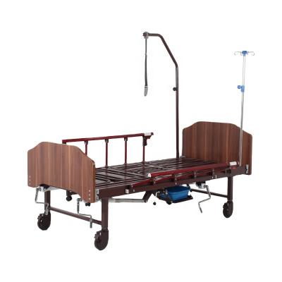 China Leg up& Down Older 3 Crank Hospital Bed With Wooden Headboard Bed , Economical Home Care Nursing Bed With Toilet for sale