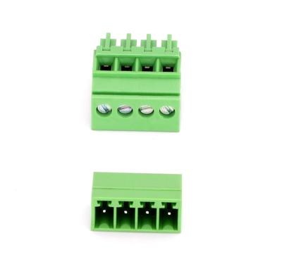 Κίνα Wire Connecting Hot Sales Pitch 3.81mm 4 Way Screw Terminal Block Connector , Pin Green Color Pluggable Straight Type προς πώληση