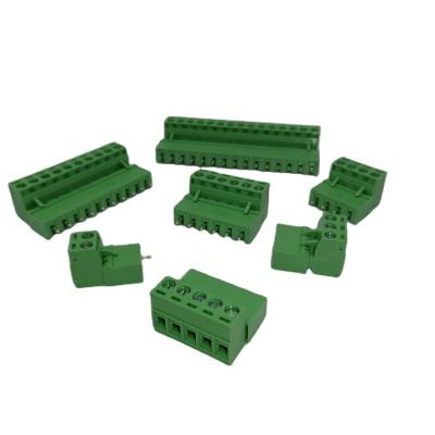 China Wire Connecting 5.00 Pin Connector Green Color Pluggable 5.08 Screw Flange PCB Terminal Block Straight Type for sale