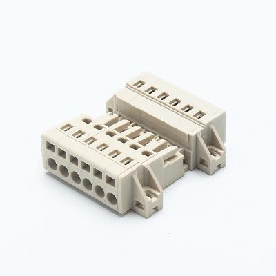 China Wire Connecting Space 2 5.00mm Pluggable Screwless Socket And 3 4 5 6~16 Pin Color TB Header Anti Wrong Insert Gray for sale