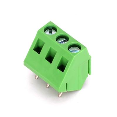 China Wire Connecting 2 3 Way 5.08mm Pitch 45 Degree Angled PCB Single Screw Deck Terminal Block With Tin Plated Screw Connection for sale