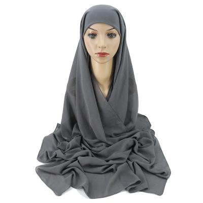 China LONG Plain Chiffon Hijab Scarves Solid Color Chiffon with Soft Crepe Hijab Hat Scarf Muslim Women Scarves and Shawls for sale