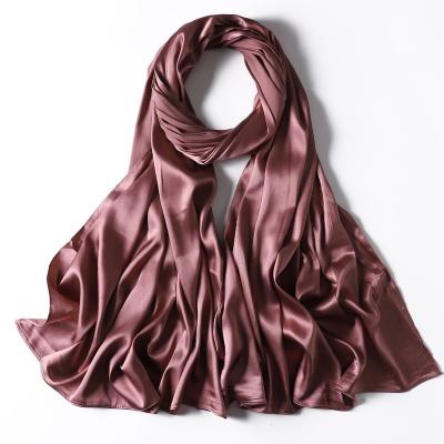 China LONG simple satin scarves muslim women fashion tightly edges satin quilted scarves and shawls solid color hijab for sale