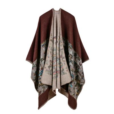 China Daily life fashionable women's scarf shawl poncho high quality polyester fiber thickened shawl sale fine design sweater coat open front shawl for sale