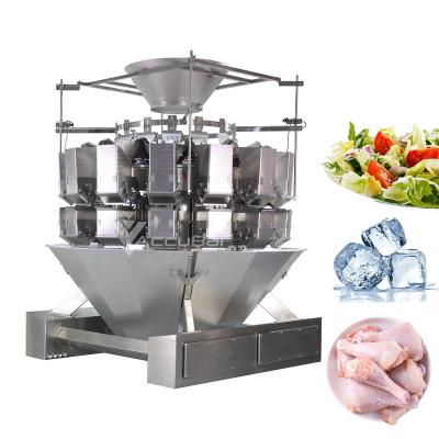 China Waterproof Automatic IP65 Large Capacity Food Mixing Salad Packing Line Vegetable Ice Cube Packing Machine Multihead Weigher for sale