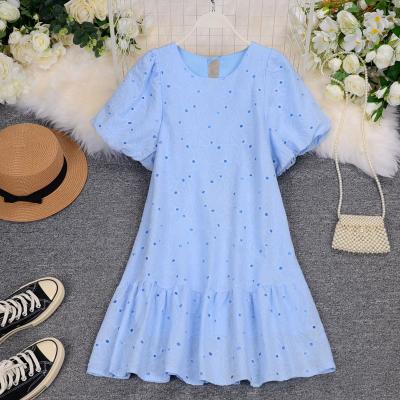 China Anti-Static New Summer Dress Women Bubble Sleeves Hollow Loose Flanks Dress for sale