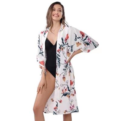 China Anti-Static Floral Kimono Shirt Korean Beach Summer Clothes Women Clothing for sale