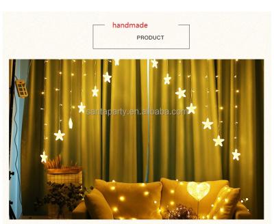 China 2022 New Home Style Festival Decoration 3m 18 Star Moon Indoor Fairy Fairy Led Curtain String Lights for sale