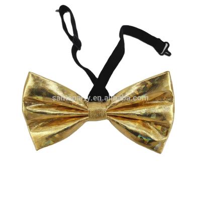 China Bow Tie Hologram Printed Metallic Gold And Silver Color Party Accessories Glitter Necktie for sale