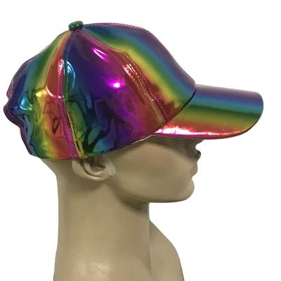 China 2021 COMMON Fashion Shiny Rainbow Party Hat Striped Sports Hats Men Baseball for sale