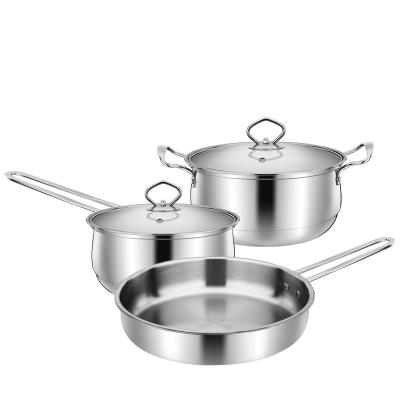 China Viable Manufacturer 5pcs Stainless Steel Cookware Set Casserole Fry Pan Pots and Pans for sale