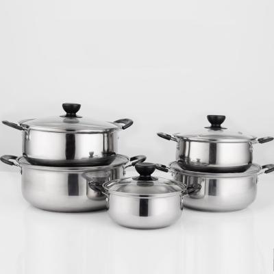 China Sustainable 10pcs Stainless Steel Pot Set Stock Casserole Cooking Pot For Kitchen for sale