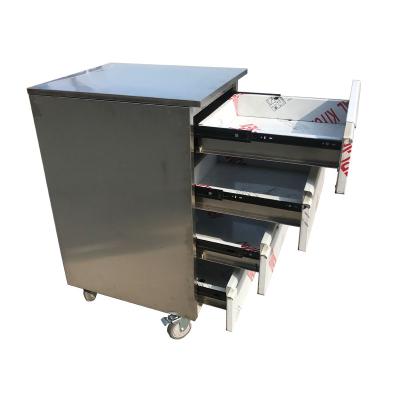 China Hot Selling Brushed Stainless Steel Portable Work Table With Four Layers For Restaurant for sale