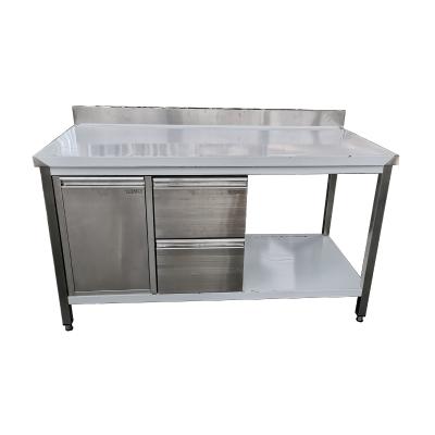 China Modern Commercial Desgin Restaurant 304/201 Stainless Steel Work Table With Back Panel for sale