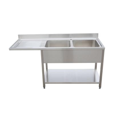 China With Faucet Commercial Restaurant Double Freestanding Kitchen Sink With Drainer Stainless Steel Sink for sale