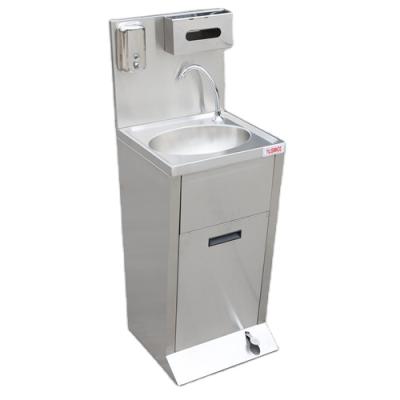 China With Faucet Commercial Hotel Sinks Portable Stainless Steel Hand Foot Operated Basin for sale