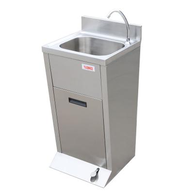 China With Faucet Stainless Steel Sink Medical Hospital Hand Foot Operated Wash Basin for sale