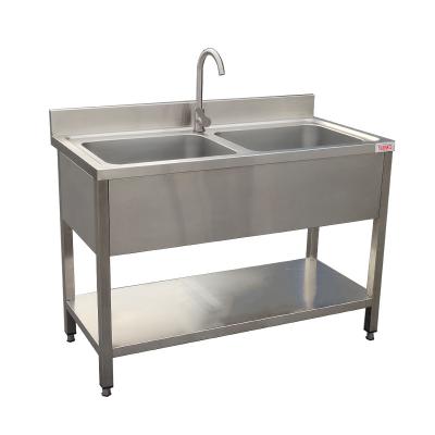 China With Free Standing Double Bowl Commercial Stainless Steel Faucet Handmade Kitchen Sink for sale