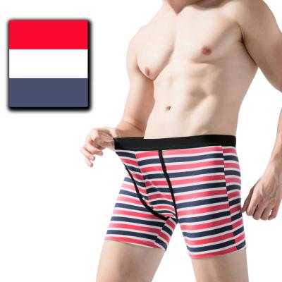 China Anti-Static Mens Underwear Boxer Briefs 95% Cotton Soft Comfortable Striped Underwear Colorful Boxers for sale