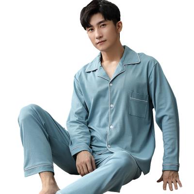 China Breathable Solid Color Choice High Quality Mens Pure Cotton Sleepwear Sets Mens for sale