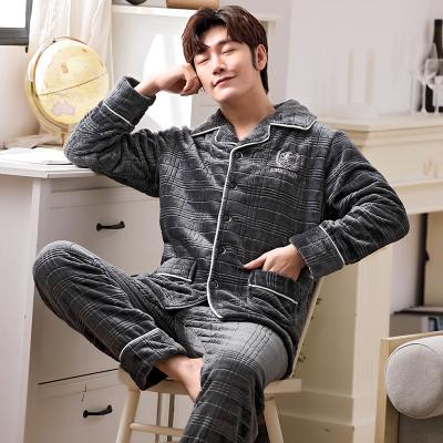 China New Arrival Winter Men's Custom Made QUICK DRY Flannel Warm Fleece 2pcs Pajamas Velvet Pajamas Set for sale