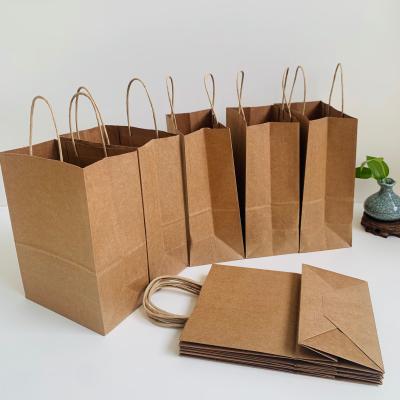 China High Quality Recycled Materials Kraft Paper Disposible Paper Bags With Handle Shopping Bags Handle Kraft Paper Bags for sale