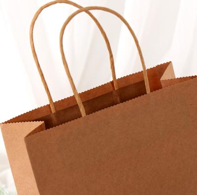 China High Quality Recycled Materials Kraft Paper Disposible Paper Bags With Handle Shopping Bags Handle Kraft Paper Bags for sale